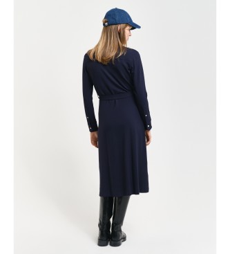 Gant Marineblaues Strickhemdkleid