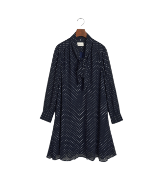 Gant Navy Polka Dot Printed Tie-Down Dress