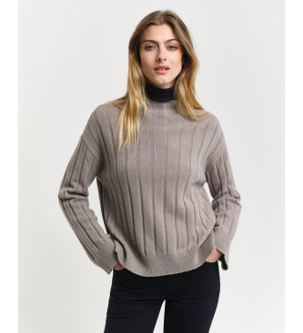 Gant Jersey De Lana Con Cuello Recto Y Canal Ancho gris