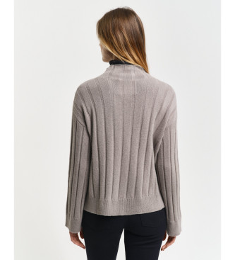 Gant Col montant en laine  larges ctes gris