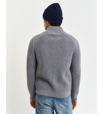 Gant Wool blend cardigan with zip and grey texture