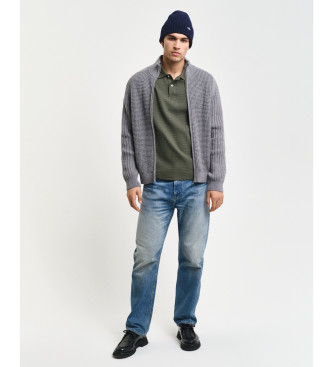 Gant Wool blend cardigan with zip and grey texture