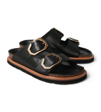 Genuins Galia black leather sandals