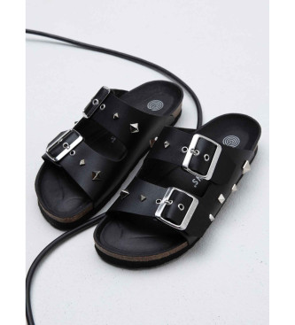 Genuins Wegańskie skórzane sandały Honolulu Guiza czarne
