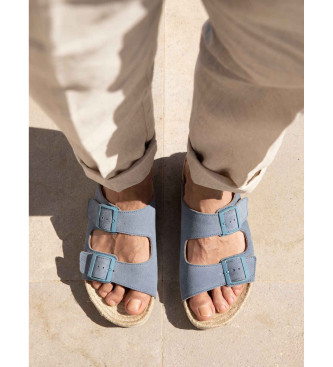 Genuins Niebieskie skórzane sandały Manacor Velour