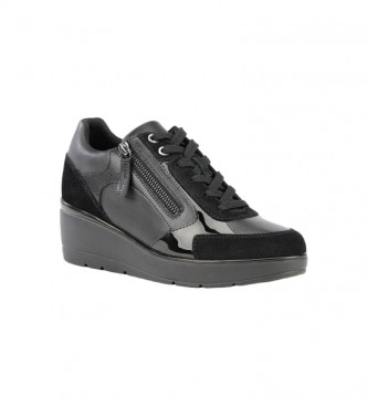GEOX Zapatillas de piel Ilde negro - Altura cuña 6cm - - Tienda calzado, y complementos - zapatos de marca y zapatillas