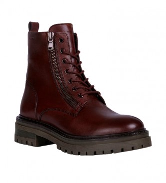 GEOX Iridea maroon leather ankle boots     