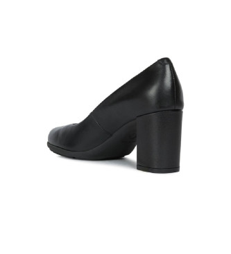 GEOX D New Annya black leather shoes -Heel height 5cm