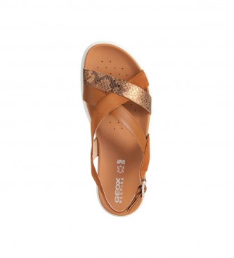 GEOX Brown animalprint leather sandals