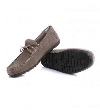 GEOX Tivoli grey-brown leather loafers
