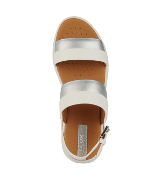 GEOX Leren sandalen met open teen wit, zilver 