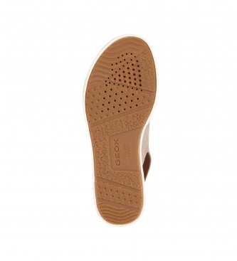 GEOX D Laudara beige lder sandaler - Kilehjde 5.5cm