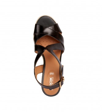 GEOX Leather sandals D Ponza black - Heel height 8.5cm 