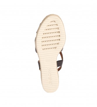 GEOX Lder sandaler D Ponza sort - Hlhjde 8.5cm 