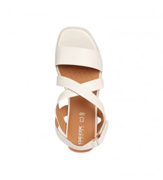 GEOX Leather sandals D Spherica Ec6 white -Height 7.5cm wedge