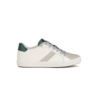 GEOX Blomiee leather slippers green, white