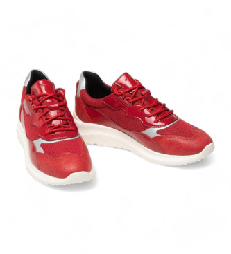 GEOX Czerwone skórzane buty sportowe Diodiana