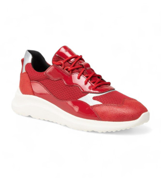 GEOX Czerwone skórzane buty sportowe Diodiana