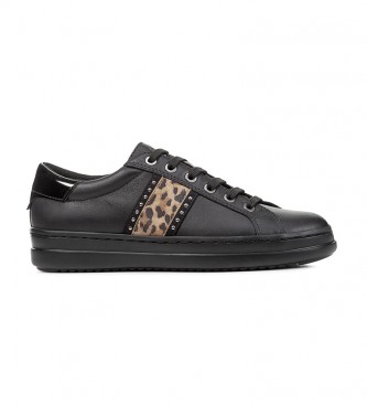 GEOX Pontoise black, animal print leather sneakers 