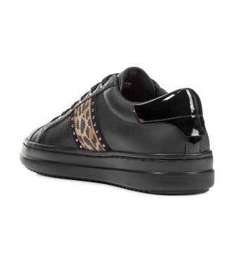 GEOX Pontoise black, animal print leather sneakers 