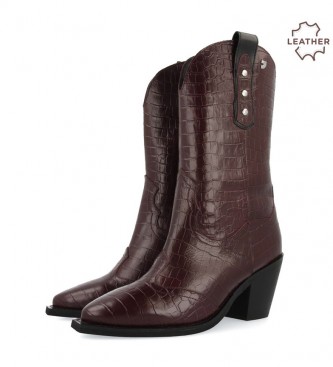 Gioseppo Rerik burgundy leather boots -Heel height: 6 cm