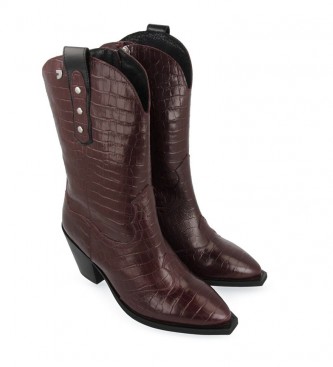 Gioseppo Rerik burgundy leather boots -Heel height: 6 cm
