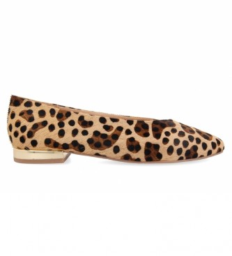 Gioseppo Durham leather ballerinas with brown leopard print