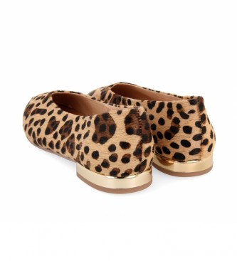 Gioseppo Durham leather ballerinas with brown leopard print