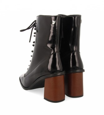 Gioseppo Vhiga Black Leather Ankle Boots - Height 7cm heel 