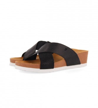 Gioseppo Black Segni Sandals -Height 6 cm