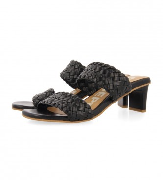 Gioseppo Pirie black leather sandals -Height 5,5cm heel