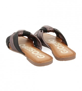 Gioseppo Leather sandals Almon black, bronze