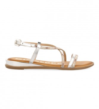 Gioseppo Flat leather sandals with golden straps