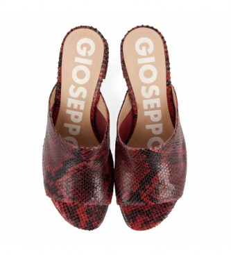 Gioseppo Maroon Lasker Leather Sandals -Heel height 5cm