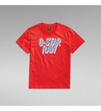 G-Star T-shirt 3D pontilhada vermelha