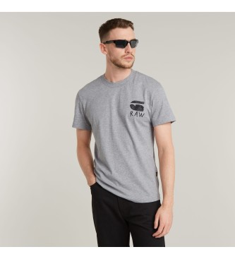 G-Star T-shirt grigia con stampa hamburger sul retro