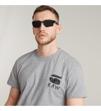 G-Star T-shirt grigia con stampa hamburger sul retro