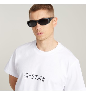 G-Star T-shirt ampia bianca con stampa sul retro della scritta