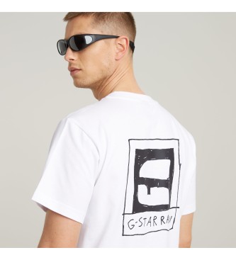 G-Star T-shirt ampia bianca con stampa sul retro della scritta
