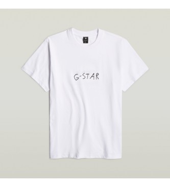 G-Star Handschrift Rcken Print Loses T-Shirt wei