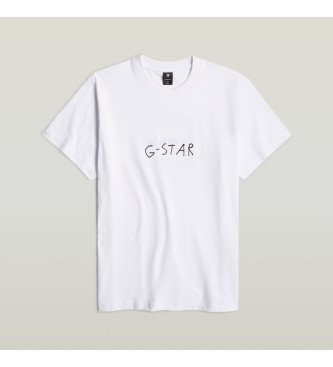 G-Star T-shirt ampia bianca con stampa sul retro della scritta