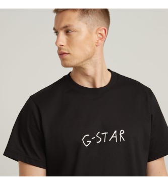 G-Star Luźna koszulka z nadrukiem na plecach, czarna