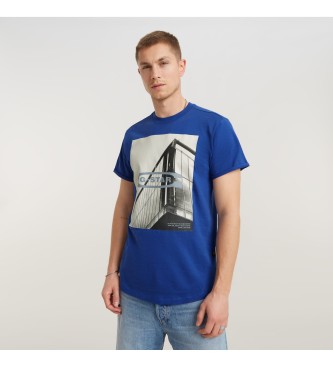 G-Star HQ Oldskool Logo Wimper T-shirt blauw