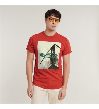 G-Star HQ T-shirt Oldskool Logo Lash vermelho