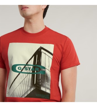 G-Star HQ T-shirt Oldskool Logo Lash vermelho