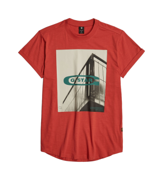 G-Star HQ T-shirt Oldskool Logo Wimper rot