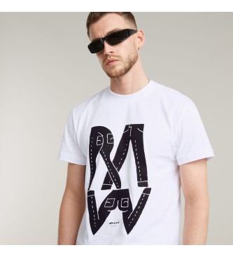 G-Star T-shirt z ilustracją Raw Denim biały