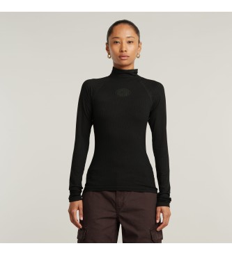 G-Star Logo Slim Rib Mock T-Shirt svart  