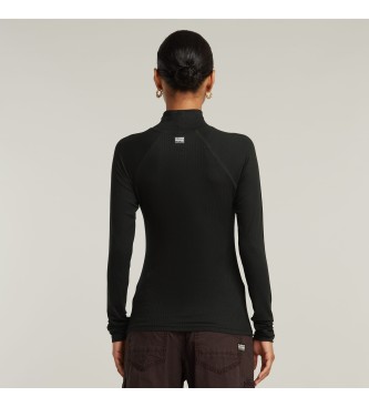 G-Star Logo Slim Rib Mock T-Shirt svart  