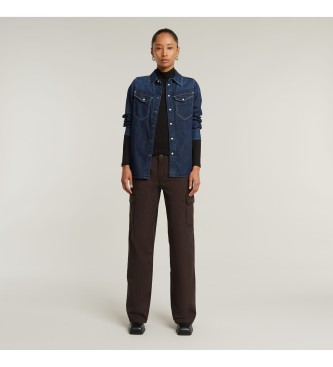 G-Star Logo Slim Rib Mock T-Shirt svart  